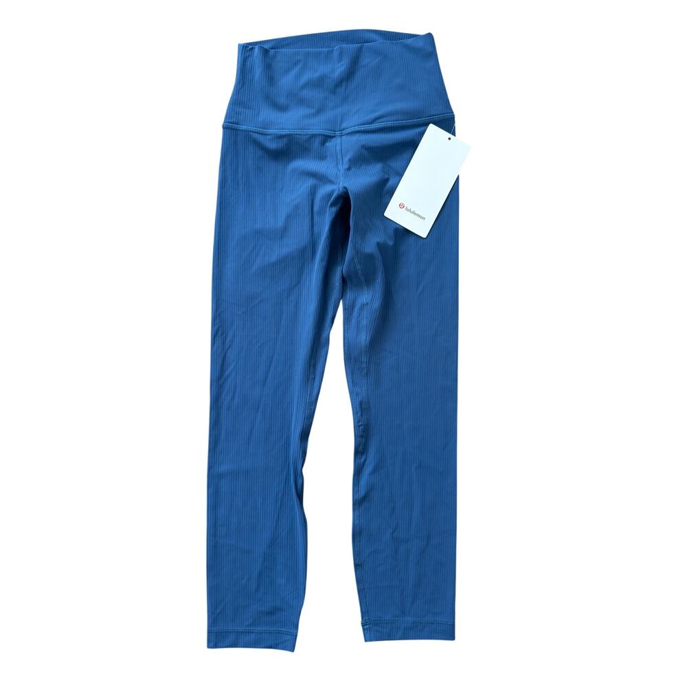 Lululemon Align Ribbed High Rise Crop 23" Blue Nulu Fabric Womens Size 4 NEW
